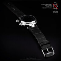Uhrenarmband schwarz Poljot Basilika 20mm mit Ausschnitt Alligator Croco Prägung