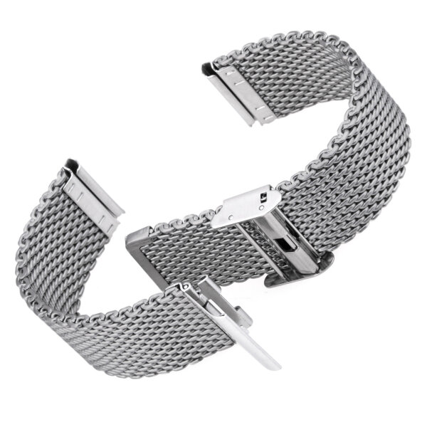 Milanaise Uhrarmband Edelstahl Mesh 18mm 20mm 22mm 24mm Silber/Schwar