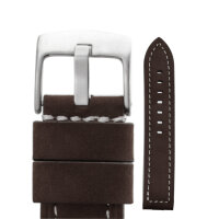 Uhrarmband 24 mm Breit-Stege Leder dunkelbraun - Schließe massiv - Fliegeruhren Retro