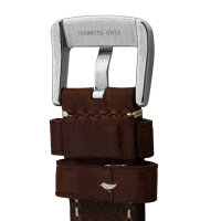 Uhrarmband 24 Leder dunkelbraun - Schließe SEHR massiv - Fliegeruhren Retro