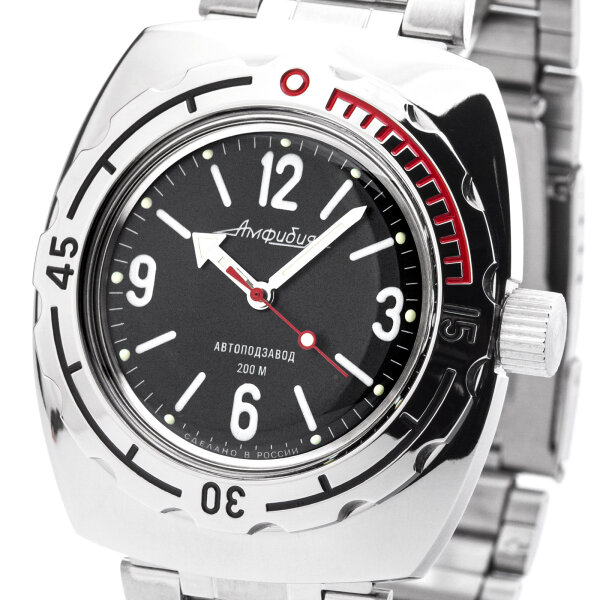 VOSTOK Automatik Kal. 2415/090660 russische mechanische Gehäuse matt 200 m Amphibia