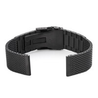 MILANAISE MESH Uhrenarmband ÜBERLANG (!)  20 22 24 Edelstahl massiv poliert matt schwarz