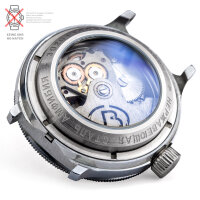 Vostok GLASBODEN Blau 10 ATM Edelstahl MATT für...
