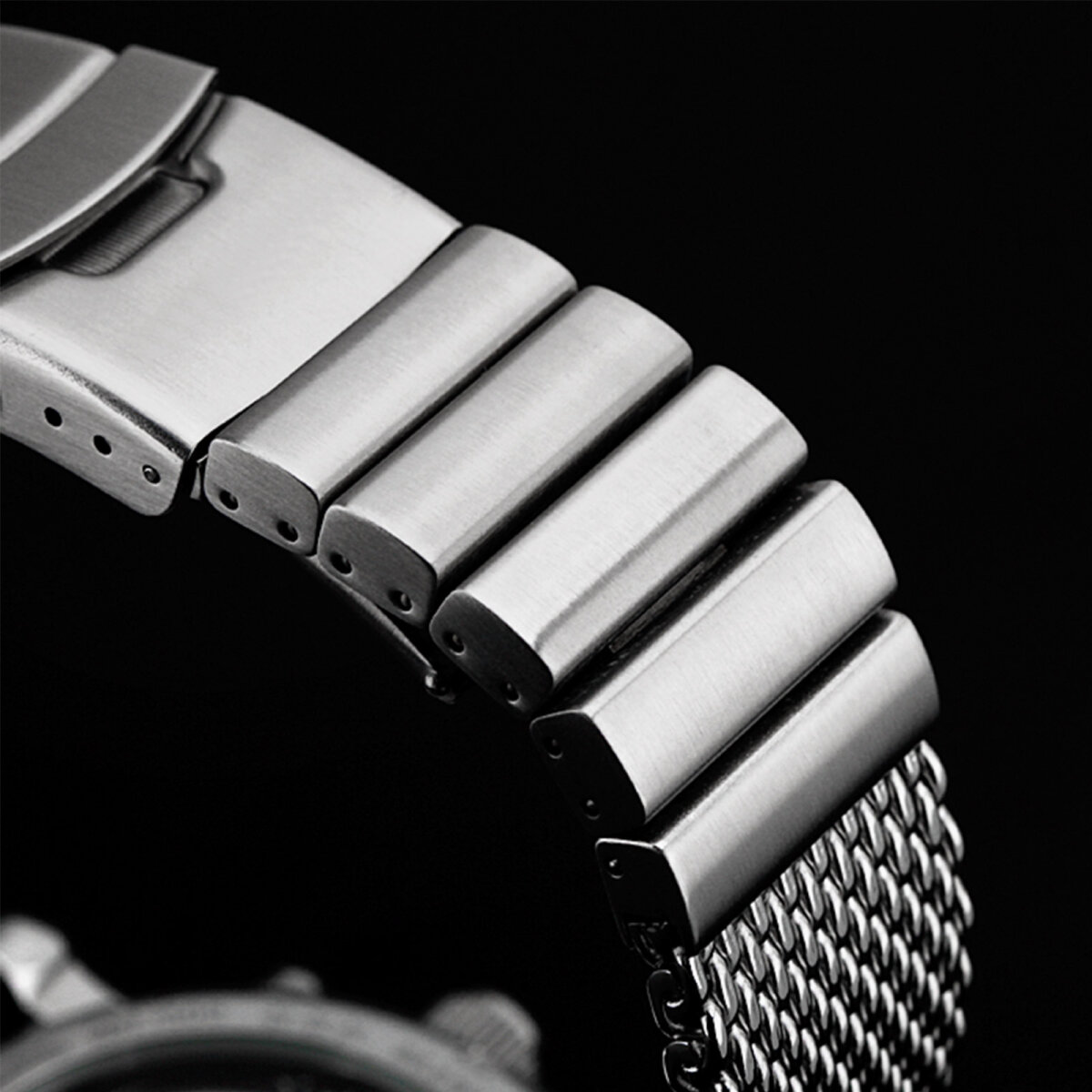 Milanaise Uhrarmband Edelstahl Mesh 18mm 20mm 22mm 24mm Silber Schwar milanaise-uhrarmband-edelstahl-mesh-18mm-20mm-22mm-24mm-silber-schwar