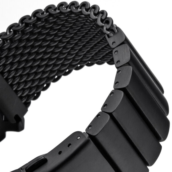 Milanaise Mesh Uhrenarmband 24mm  - Schweres Geflecht & Glieder - IP BLACK schwarz