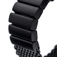 Milanaise Mesh Uhrenarmband 24mm  - Schweres Geflecht & Glieder - IP BLACK schwarz